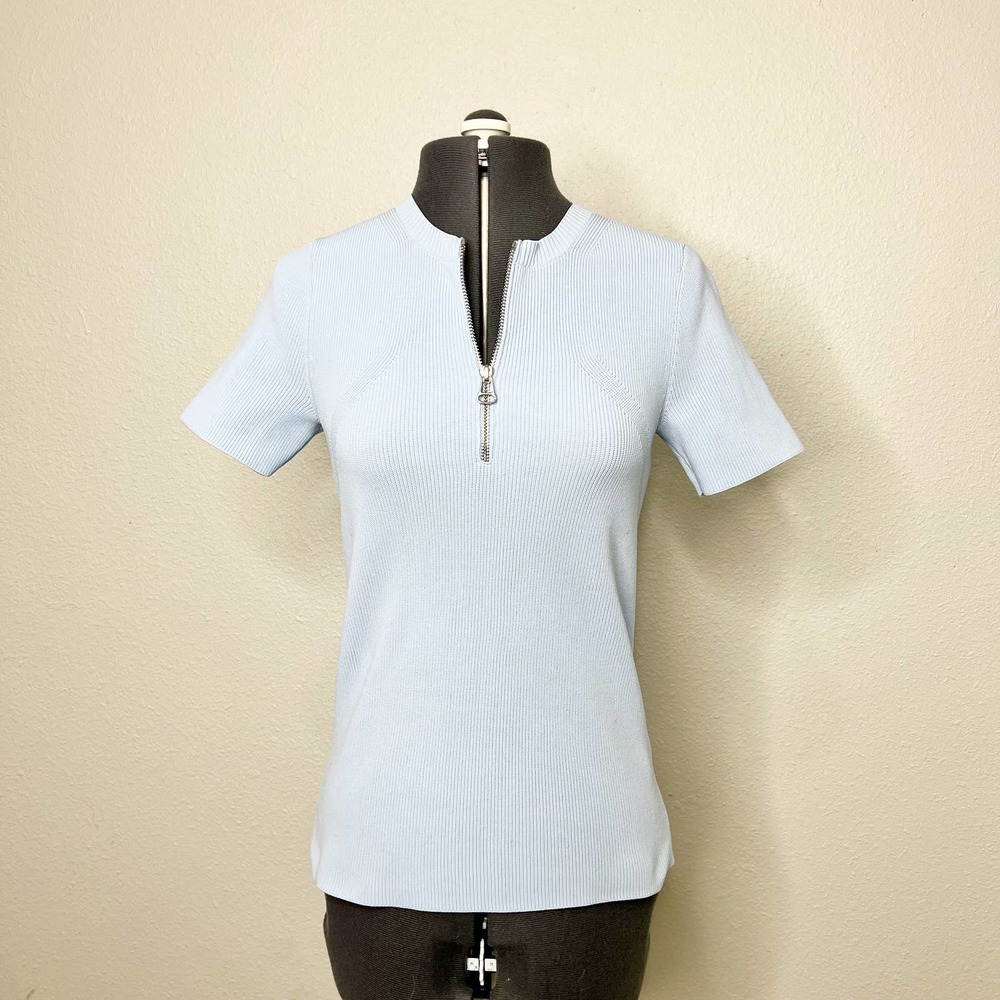 Helmut Lang Ribbed Blue Top Small